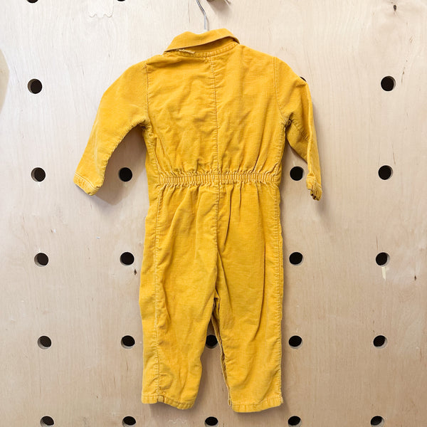 Vintage 1960s Corduroy Zoo Jumpsuit / 18-24M