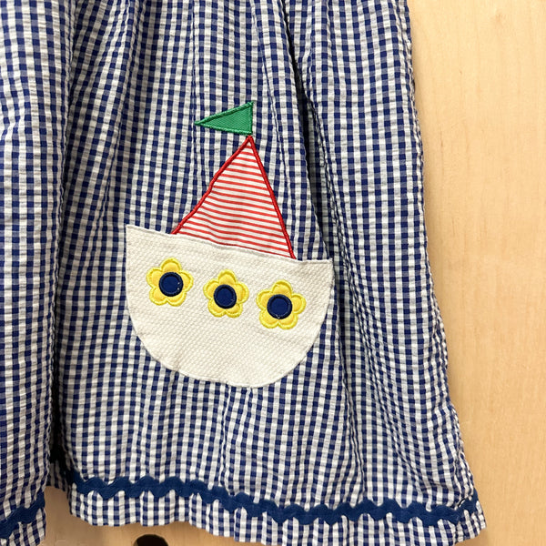 Vintage 1980s Gingham Boat Dress / 6yr