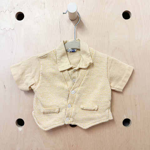 Vintage 1960s Butter Yellow Cotton Top / 6M