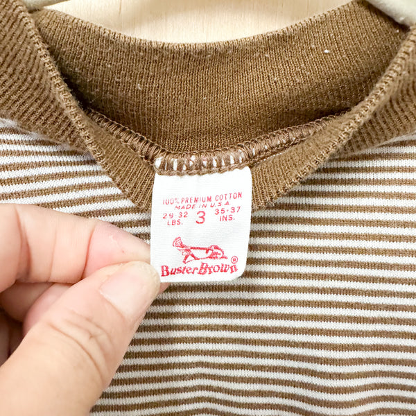 Vintage 1970s Brown Striped Long Sleeve Tee / 12M