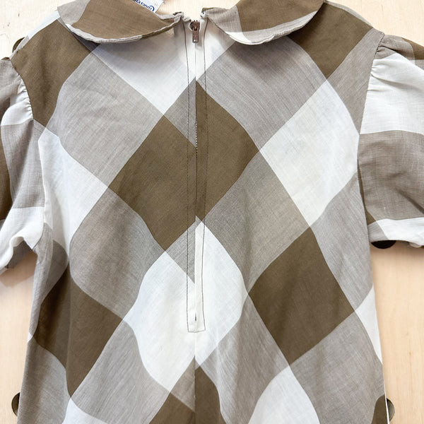 Vintage 1960s Big Check Dress / 12yr