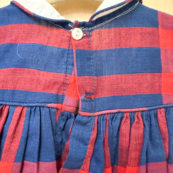 Vintage 1960s Red Plaid Dress / 12M