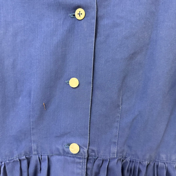 Vintage 1950s Blue Eyelet Collar Dress / 6yr