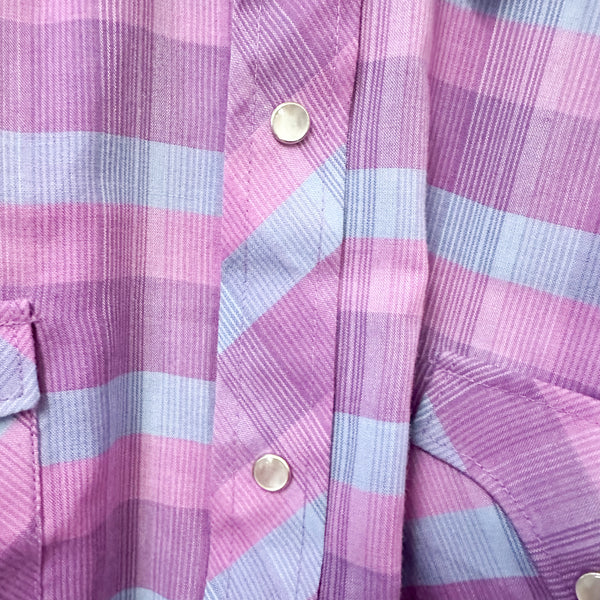 Vintage 1970s Purple Plaid Shirt / 14-16yr
