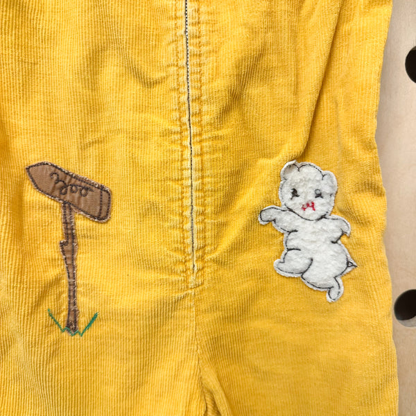 Vintage 1960s Corduroy Zoo Jumpsuit / 18-24M