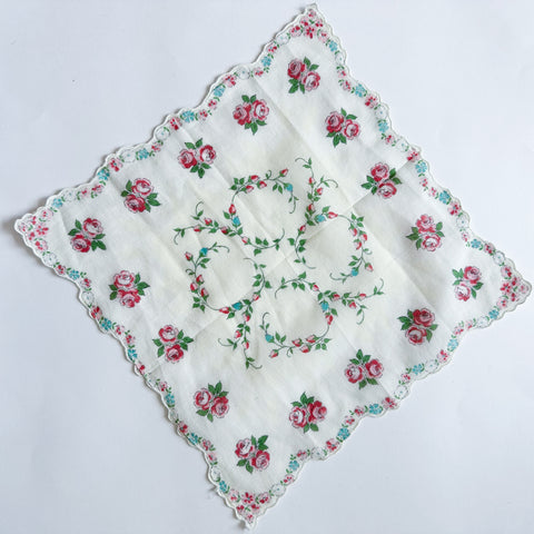 Vintage Hankie - Rose Vine