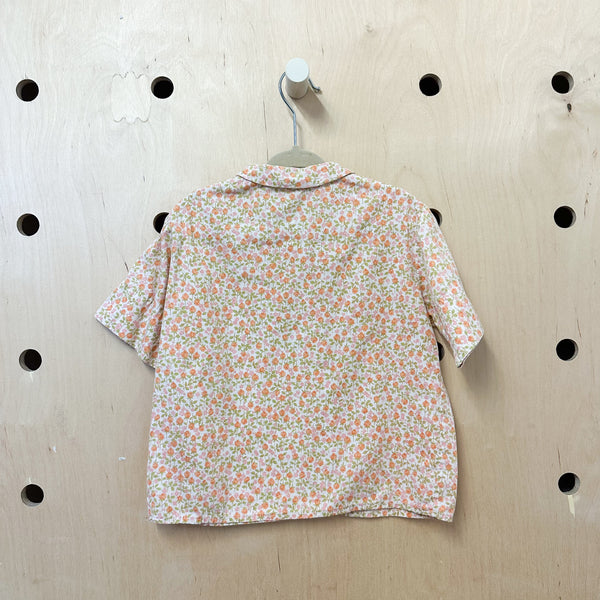 Vintage 1950s Orange Floral Blouse / 5T