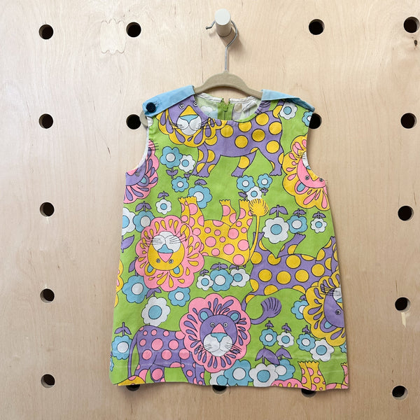 Vintage 1960s Lion Print Dress / 5T