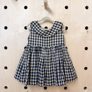 Vintage 1940s Navy & Yellow Gingham Dress / 2T