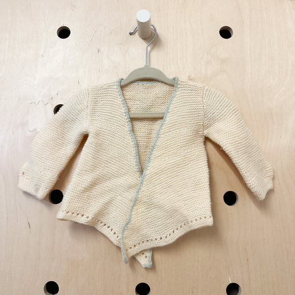 Vintage 1940s Cream Wool Wrap Cardigan / 6M