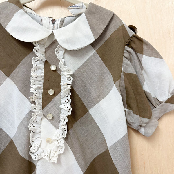 Vintage 1960s Big Check Dress / 12yr