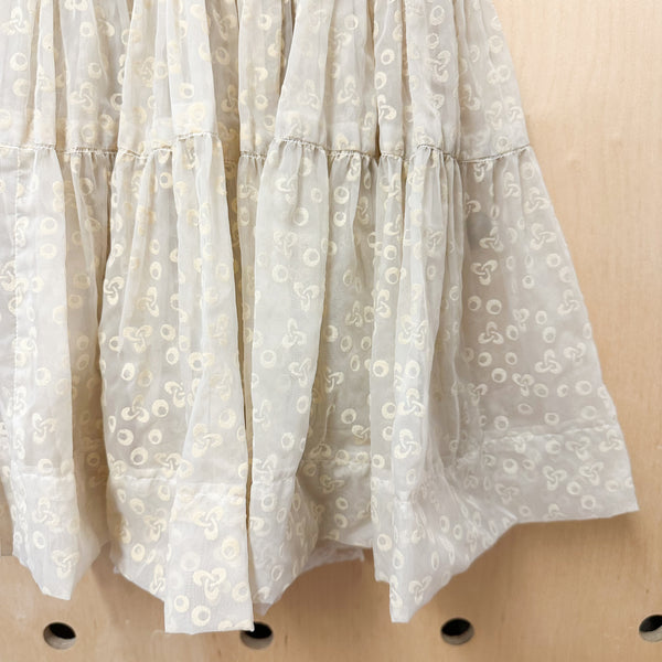 Vintage 1950s Ivory Sheer Party Dress / 7-8yr