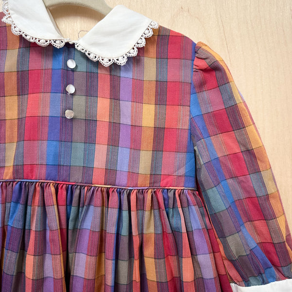 Vintage 1970s Madras Plaid Dress / 2T