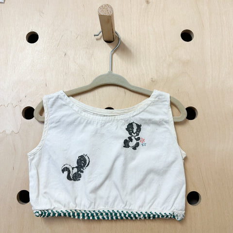 Vintage 1950s Skunk Novelty Print Top / 12-18M