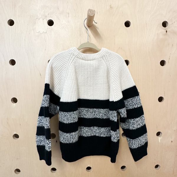 Vintage Black & White Striped Sweater / 7yr