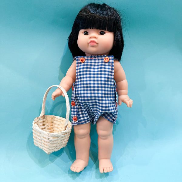 Vintage Doll Blue Gingham Romper / fits Minikane Gordis Doll