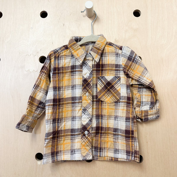 Vintage 1970s Cotton Flannel Shirt / 18M