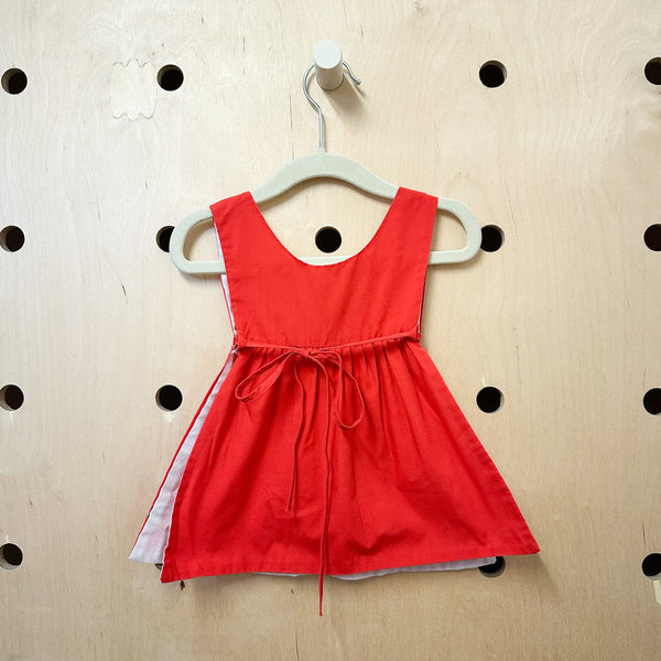 Vintage 1980s Red Butterfly Dress / 12-24M
