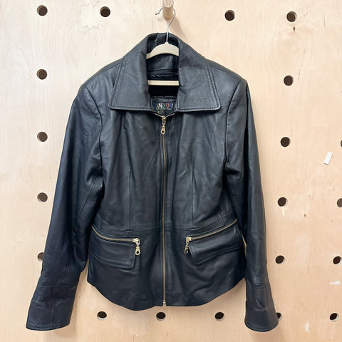 Vintage 1990s Leather Jacket / size 10/12