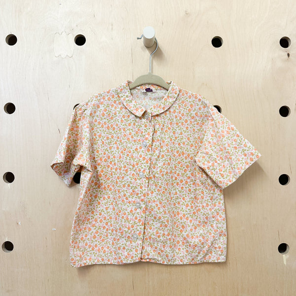 Vintage 1950s Orange Floral Blouse / 5T