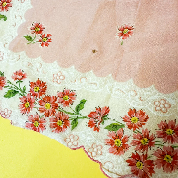 Vintage Hankie - Red Floral