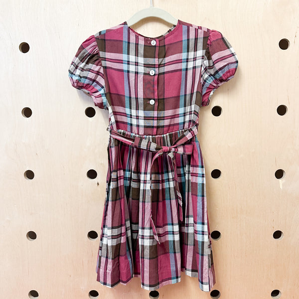 Vintage 1950s Pink Plaid Dress / 4T
