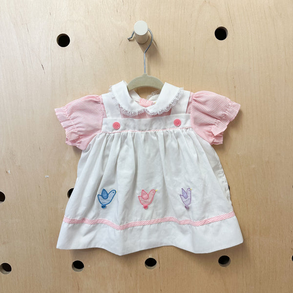 Vintage 1980s Bird Dress / 0-3M