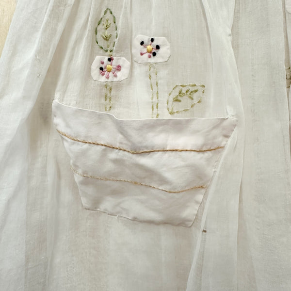 Antique 1920s White Cotton Lawn Dress / 10-12yr