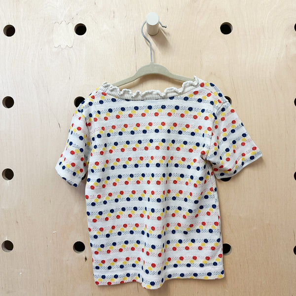Vintage 1970s Dotted Ruffled Tee / 5-6yr