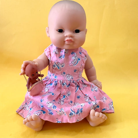 Vintage 1940s Duck Print Doll Dress (fits Gordis doll)