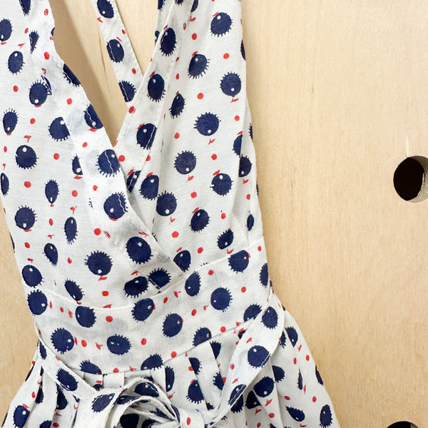Vintage 1980s Dotted Apron Dress / 12M-24M