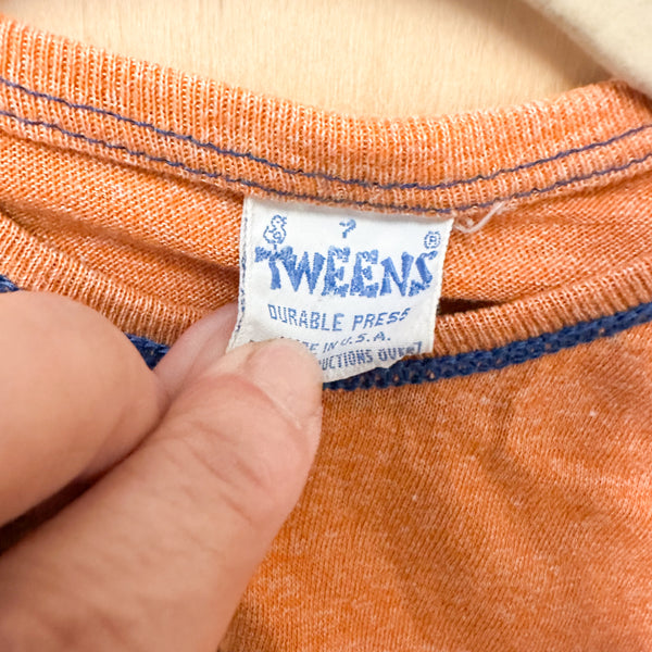 Vintage 1970s Bird Orange Tee / 4-6yr