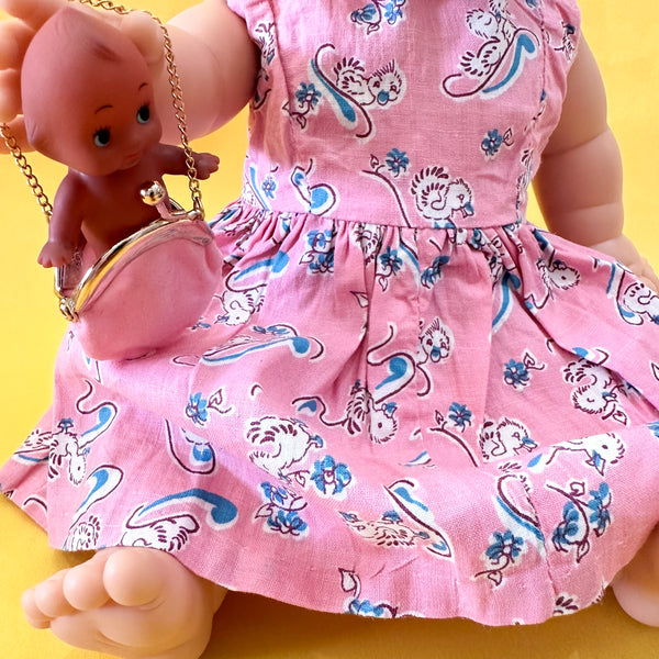 Vintage 1940s Duck Print Doll Dress (fits Gordis doll)