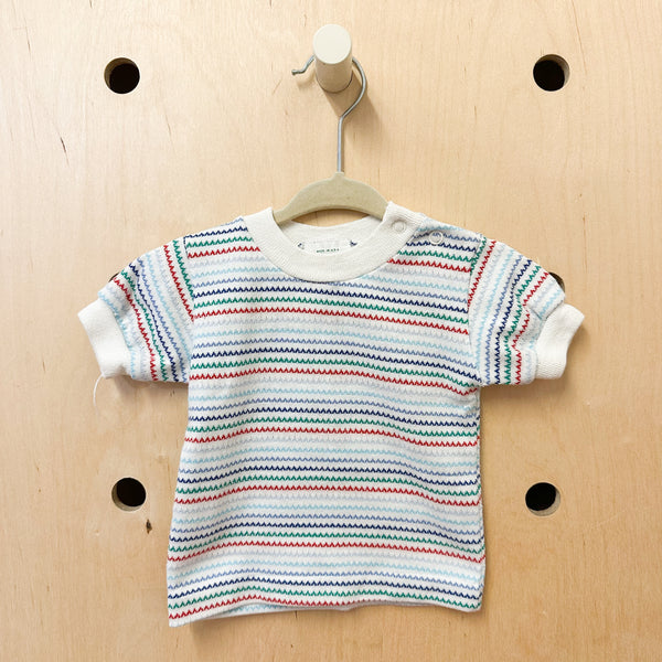 Vintage 1980s Zig Zag Striped Tee / 6-9M