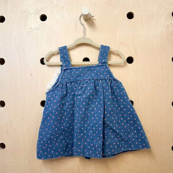 Vintage 1980s Floral Denim Dress / 12M