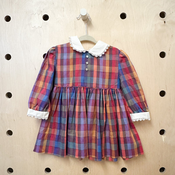 Vintage 1970s Madras Plaid Dress / 2T