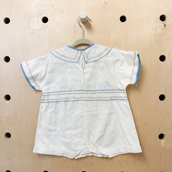 Vintage 1920-30s Cross Stiched Dog Romper / 2-3T