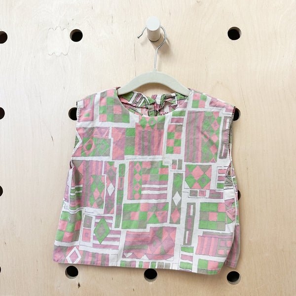 Vintage 1960s Geo Print Blouse / 5T (pink)