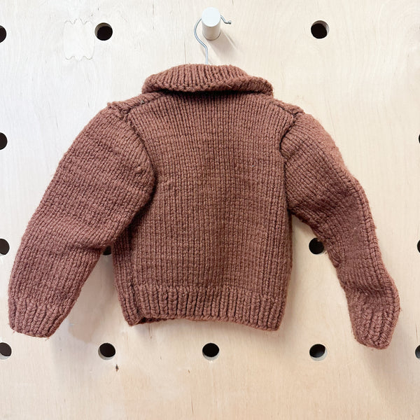 Vintage 1970s Brown Wool Cardigan / 18-24M
