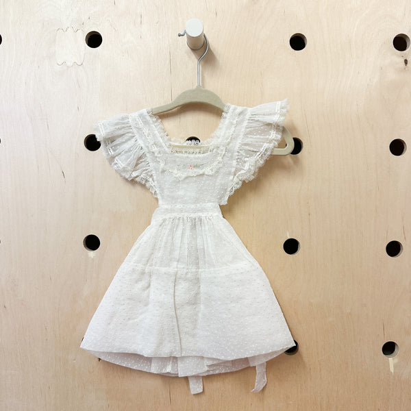 Vintage 1940s White Sheer Pinafore Dress / 6-12M