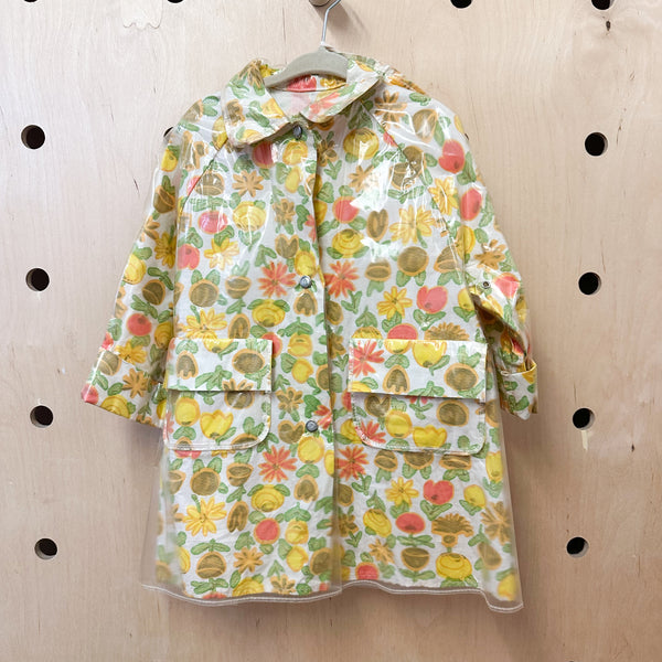 Vintage 1960s Floral Raincoat with a hat / 5T