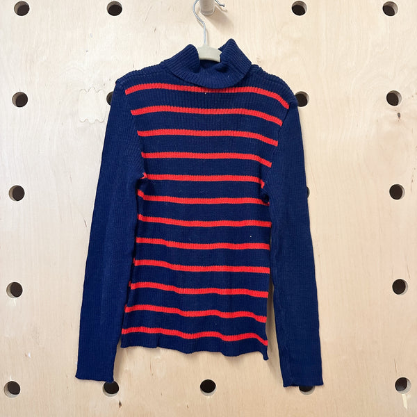 Vintage 1970s Striped Turtleneck / 6-7yr