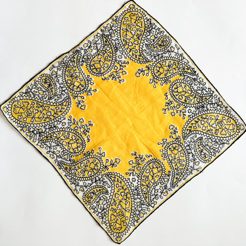 Vintage Hankie - Yellow Bandanna