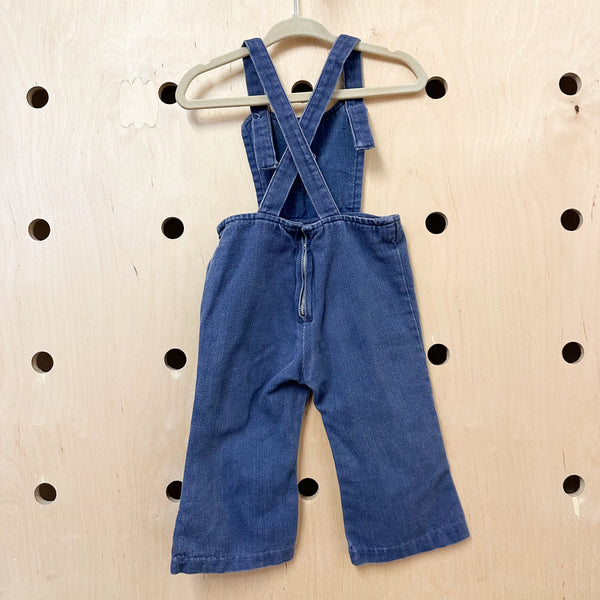 Vintage 1960s Embroidered Overalls / size 18-24M / 2T