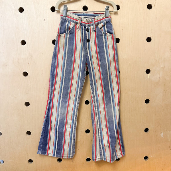 Vintage 1970s Striped Bell Bottomed Jeans / 5T-6