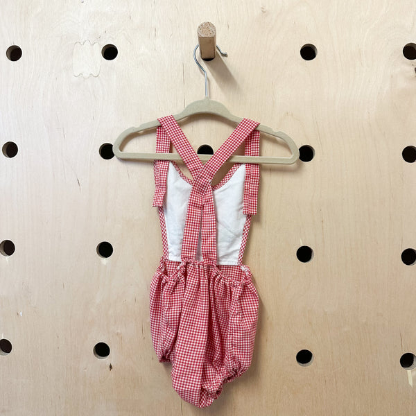 Vintage Sailboat Gingham Romper / 12M