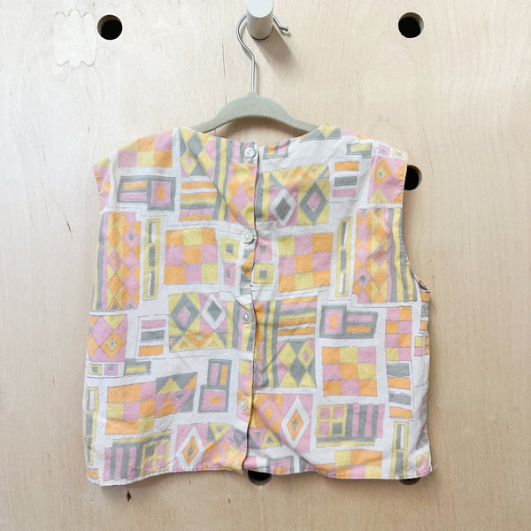Vintage 1960s Geo Print Blouse / 5T (orange)