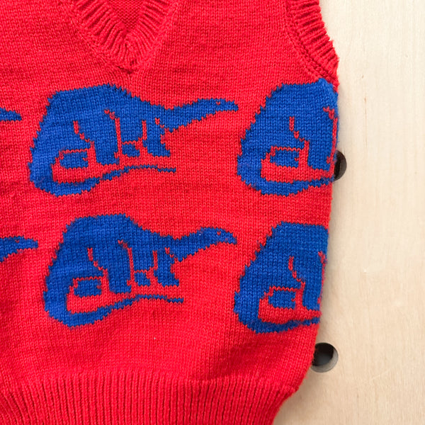 Vintage 1980s Dino Knit Vest / 5-6yr