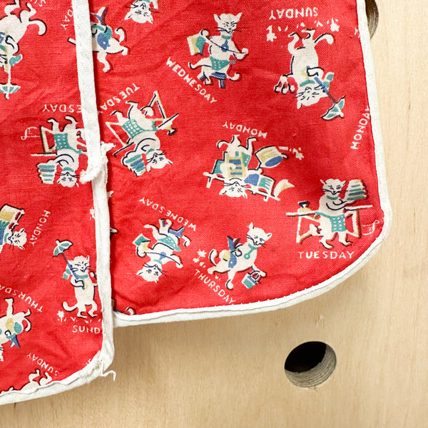 Vintage 1940s Cat's Week Apron  / young toddler size