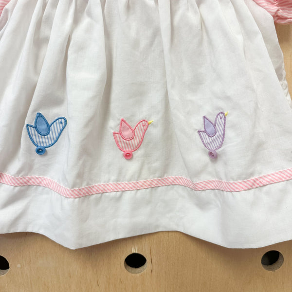 Vintage 1980s Bird Dress / 0-3M